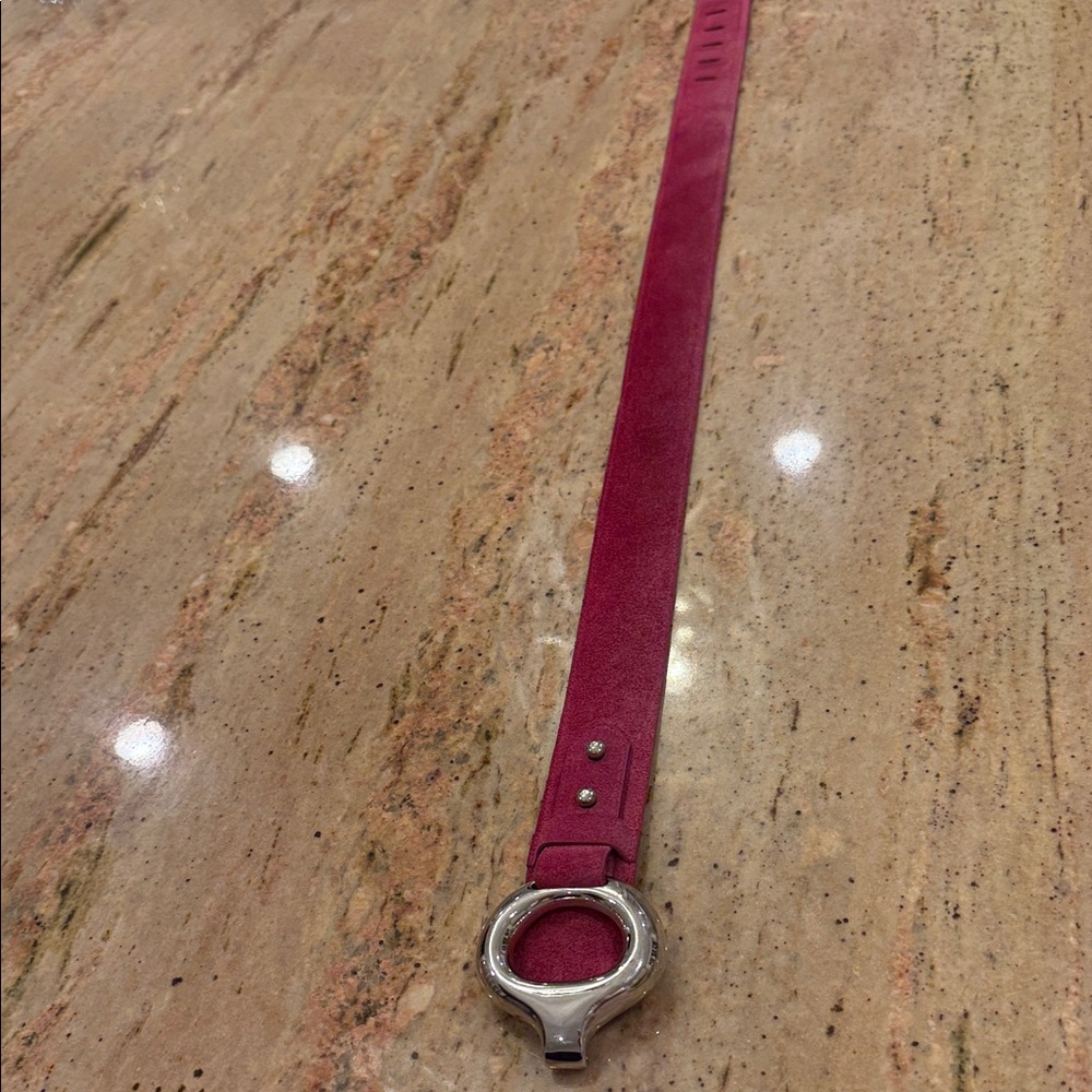 Elegant Pink Suede Silver Buckle Women's Belt XS